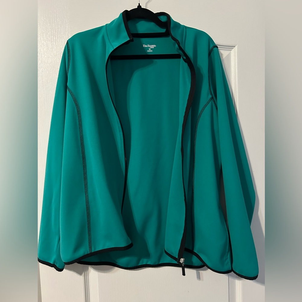 Kim Rogers Teal Bomber Jacket with Black Trim
